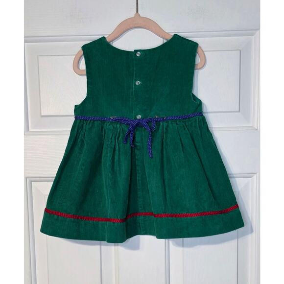 Vintage Girl's Green Corduroy Jumper Dress ABC Back to School 4t - Picture 2 of 5